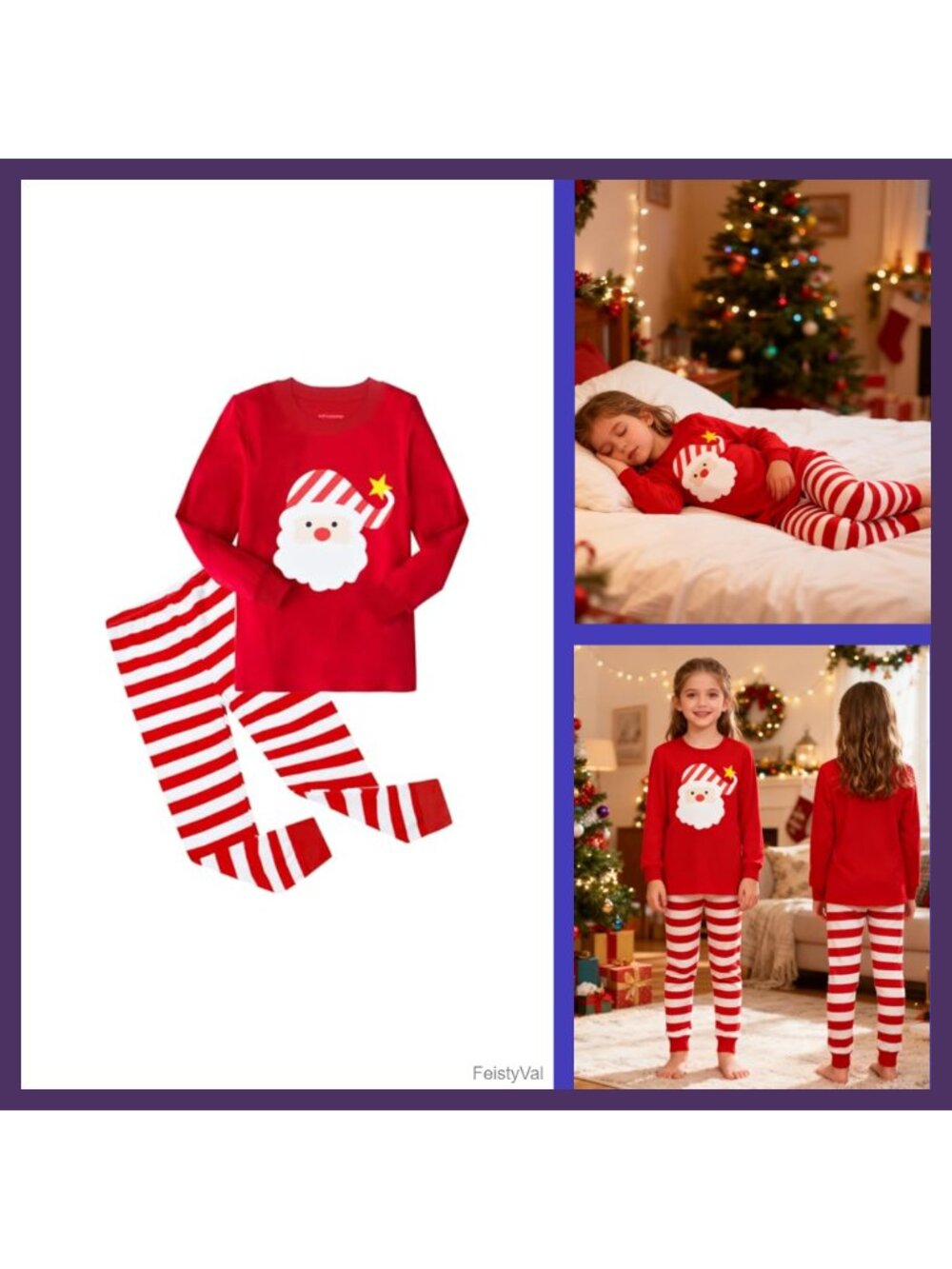 Kids Christmas Pajama Set Long Sleeve Cotton Sleepwear 2-Piece Holiday PJs